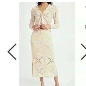 Rebecca Taylor crochet top and skirt set in pink cotton